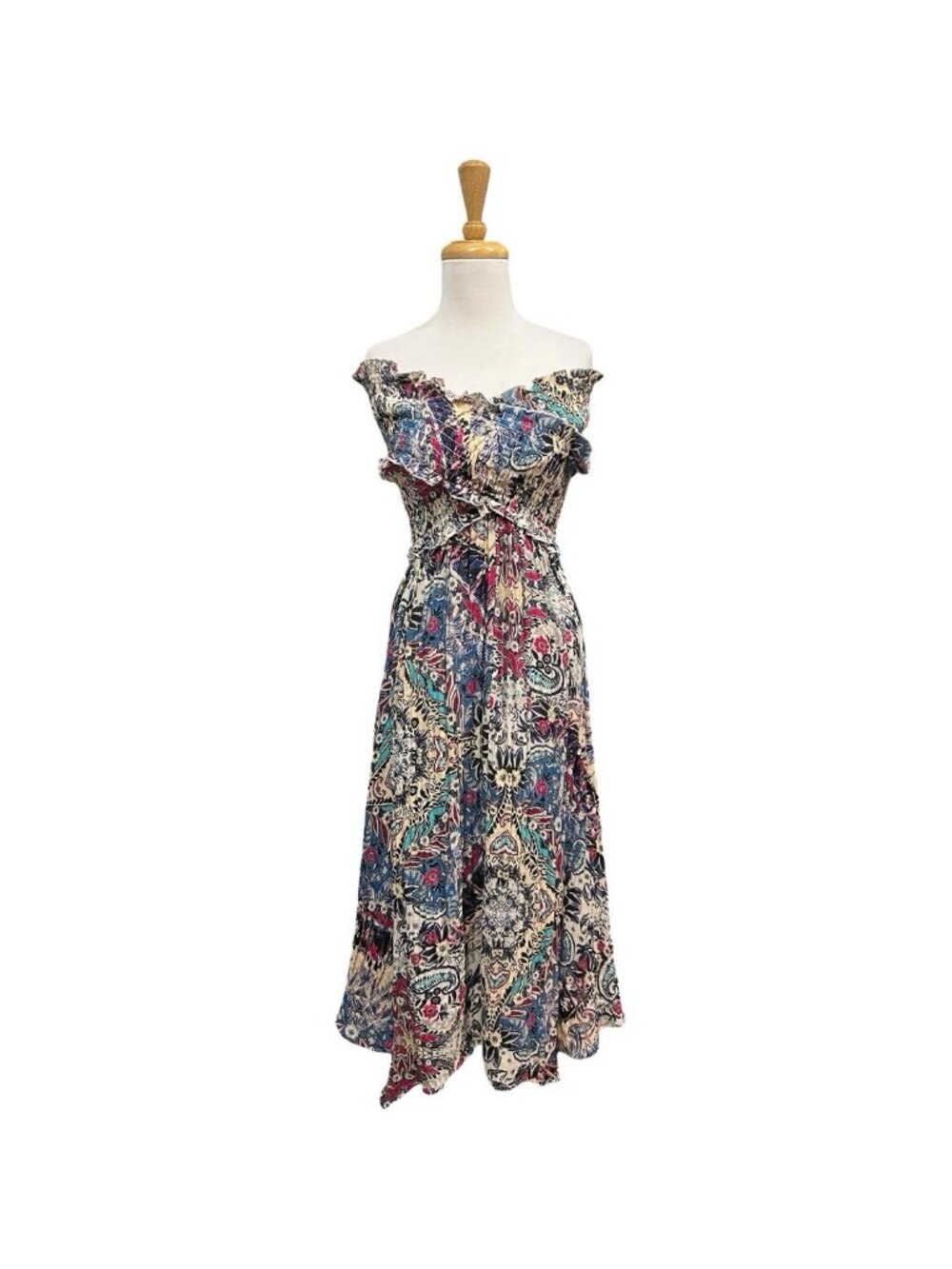 By Anthropologie Smocked Gauze Criss Cross Midi Dress Size S Small